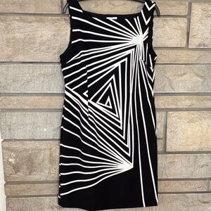 London Times Black and White Geometric Dress